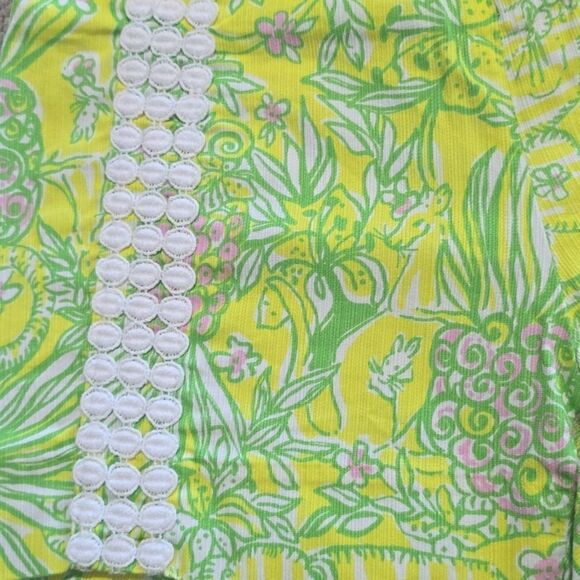 Lilly Pulitzer Liza Crazy Cat Yellow Green Shorts - Size 00 - Picture 5 of 12